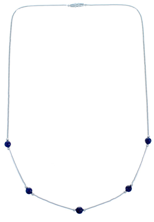 Lapis Liquid Silver Bead Necklace DX117186